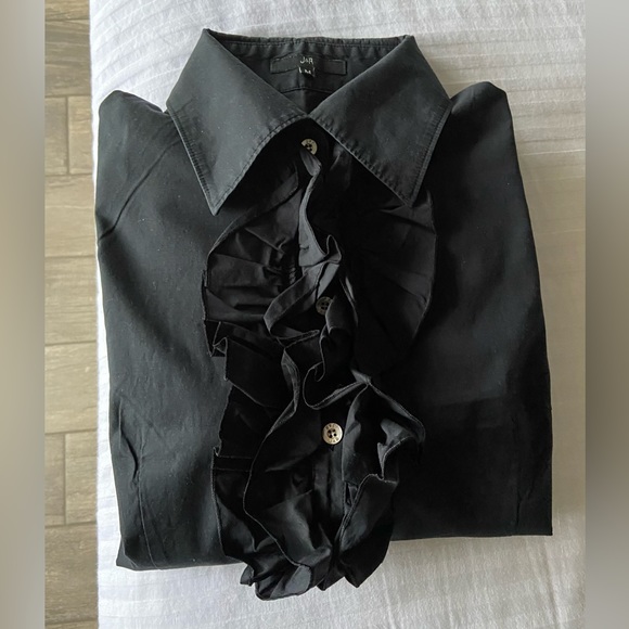 2/$25💙Women’s black French cuff long-sleeve shirt (Vtg) - Picture 1 of 14